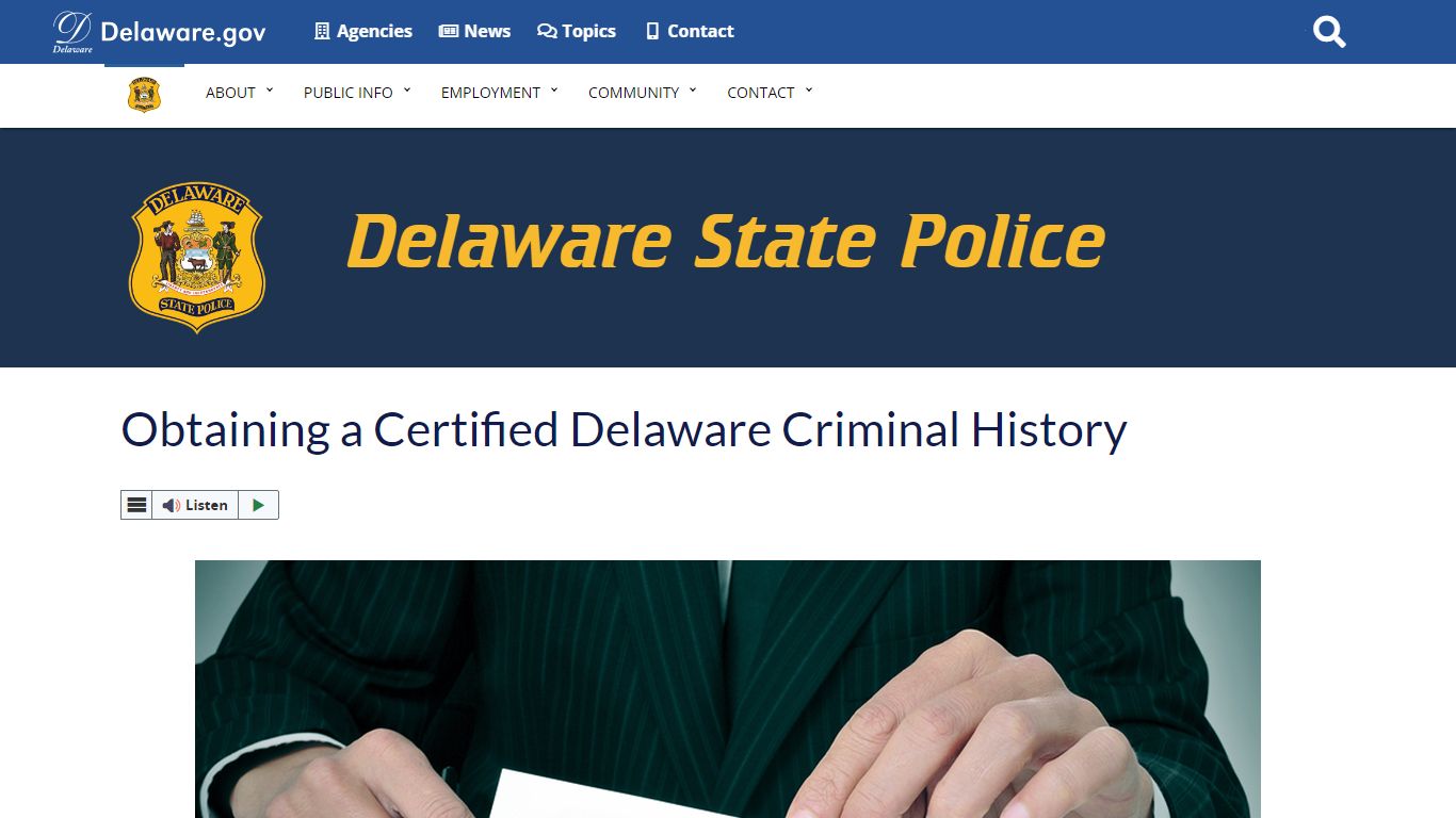 Obtaining a Certified Delaware Criminal History - State of Delaware